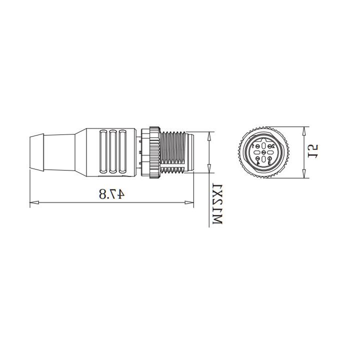 M12 5Pin， b编码，直公，Profibus总线终端电阻，0C4R11