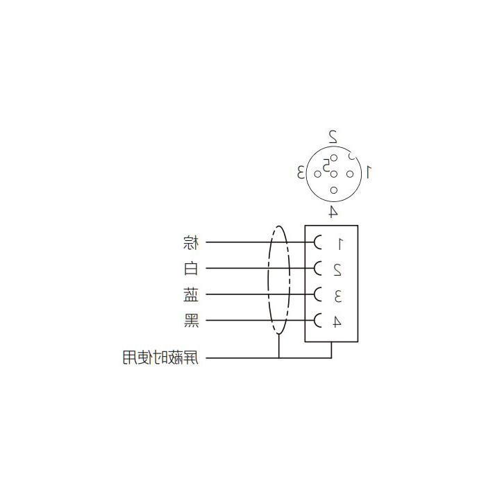 M12 4Pin female 90°, IP 69K-ECOLAB, food grade, single-end pre-cast PVC non-flexible cable, gray sheathed, 64E043-XXX