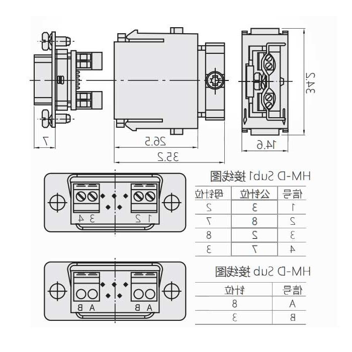 HM module, female connector, HM-D Sub-F, 09140093151